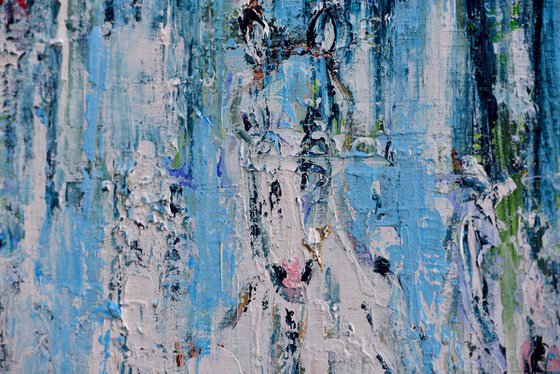Horse painting: MYSTERY HORSES II - 80 x 120 cm. Abstract painting by Oswin Gesselli