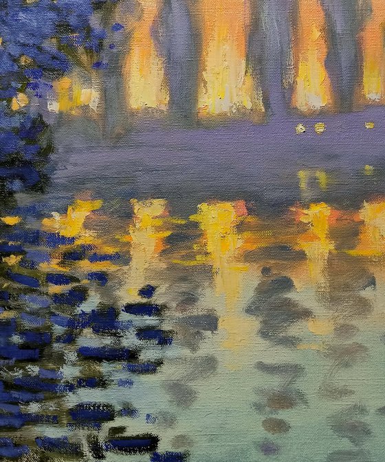 Impression. Poplars at dawn