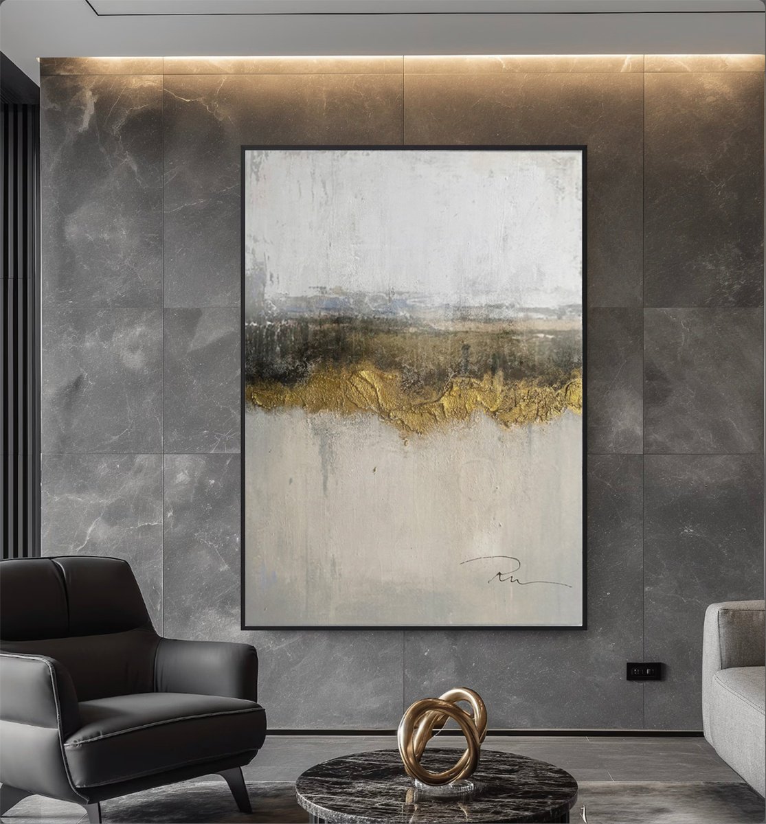 Abstract Acrylic Painting By Indie Ru, 39 X 59, Gold Texture Abstract In Earth Tones, Original Artwork