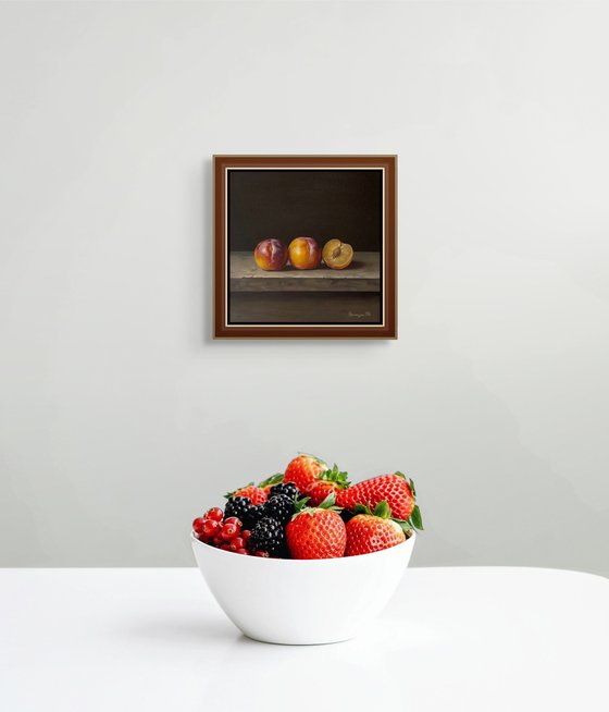 Plums on a Wooden Table