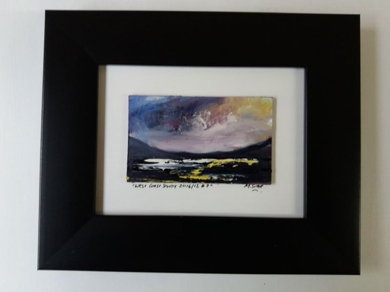 West Coast Study- 2016/12 #7- View to Skye - Scottish Isles - Small Framed Oil Painting 14 x 9.7cm (5.5 x 3.81 Inches)