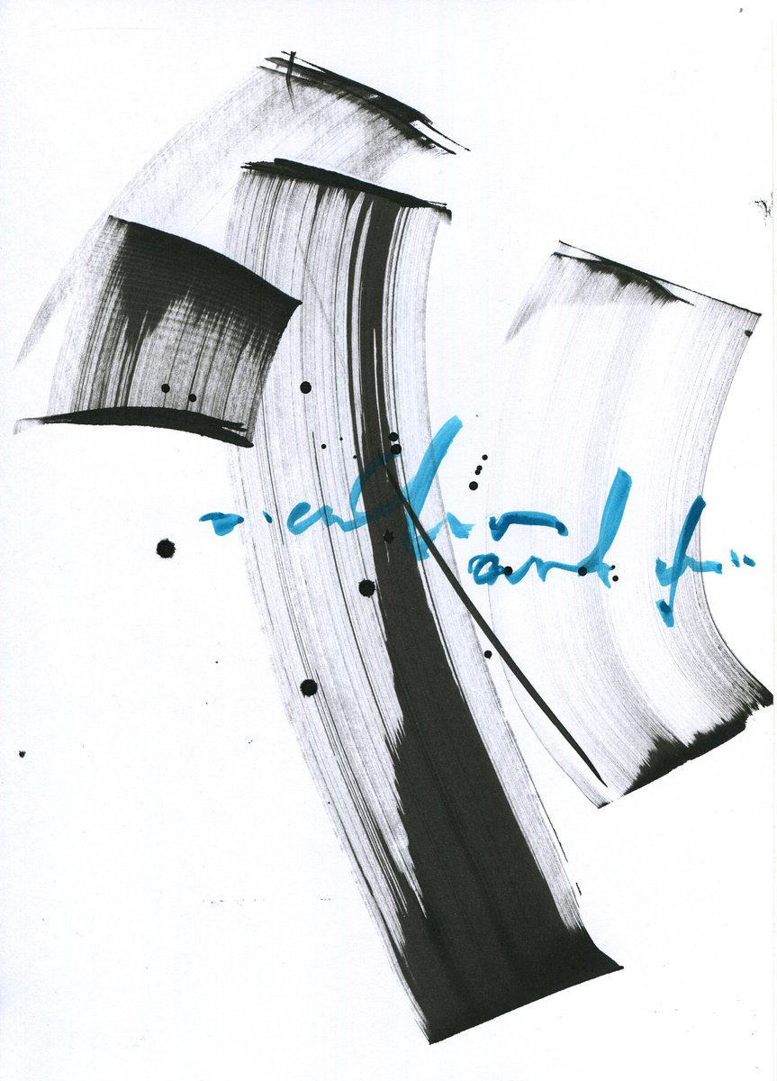 Signs n.3 original abstract calligraphy artwork by Ksenia Selianko
