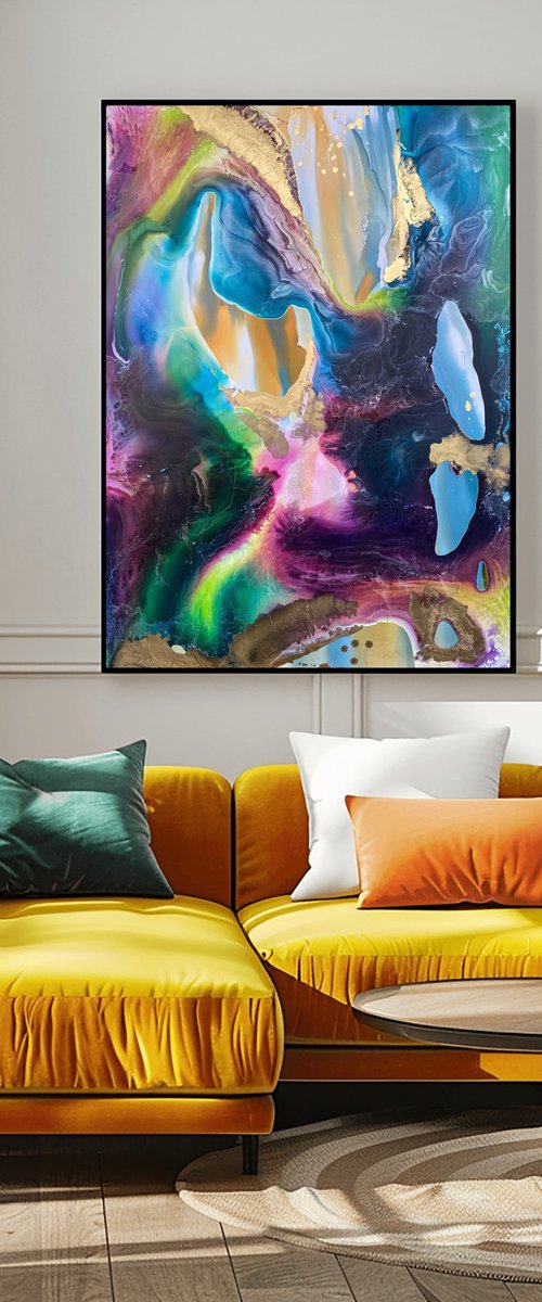 Rainbow Abstract 70x100 by Mily Art