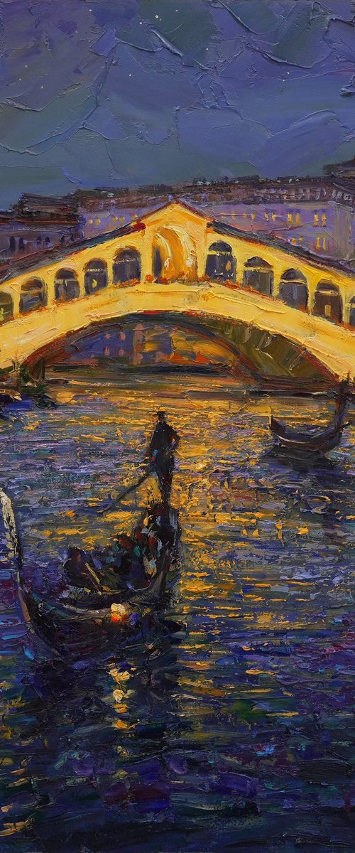 Rialto Bridge. Venice evening by Alisa Onipchenko-Cherniakovska