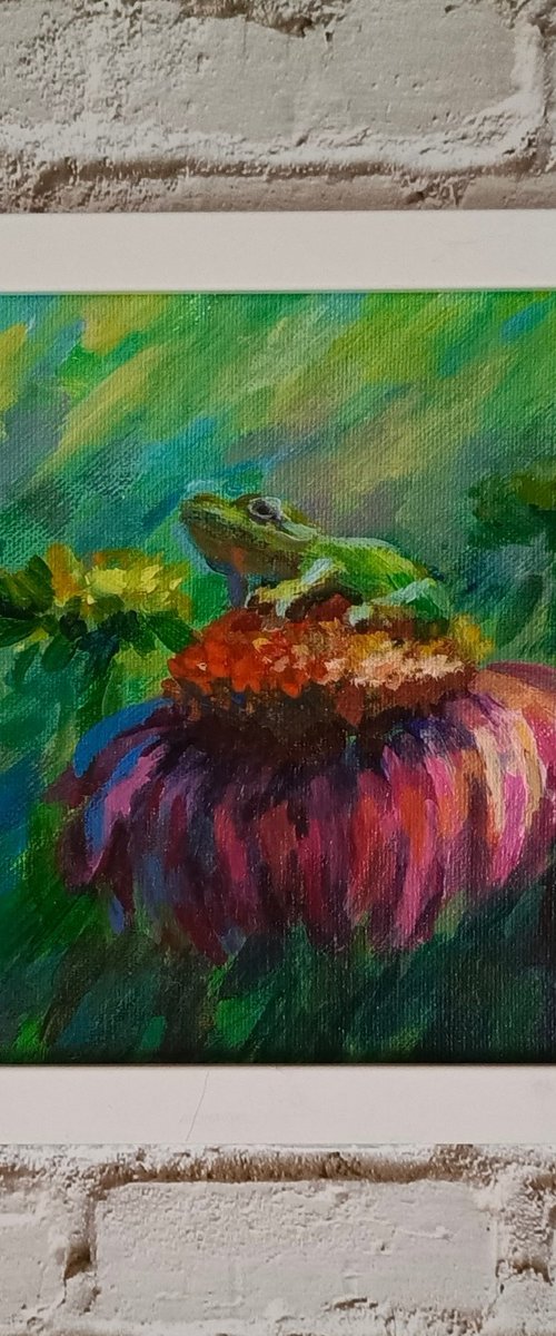 Little frog Nature Art Framed and ready to hang gift by Anastasia Art Line