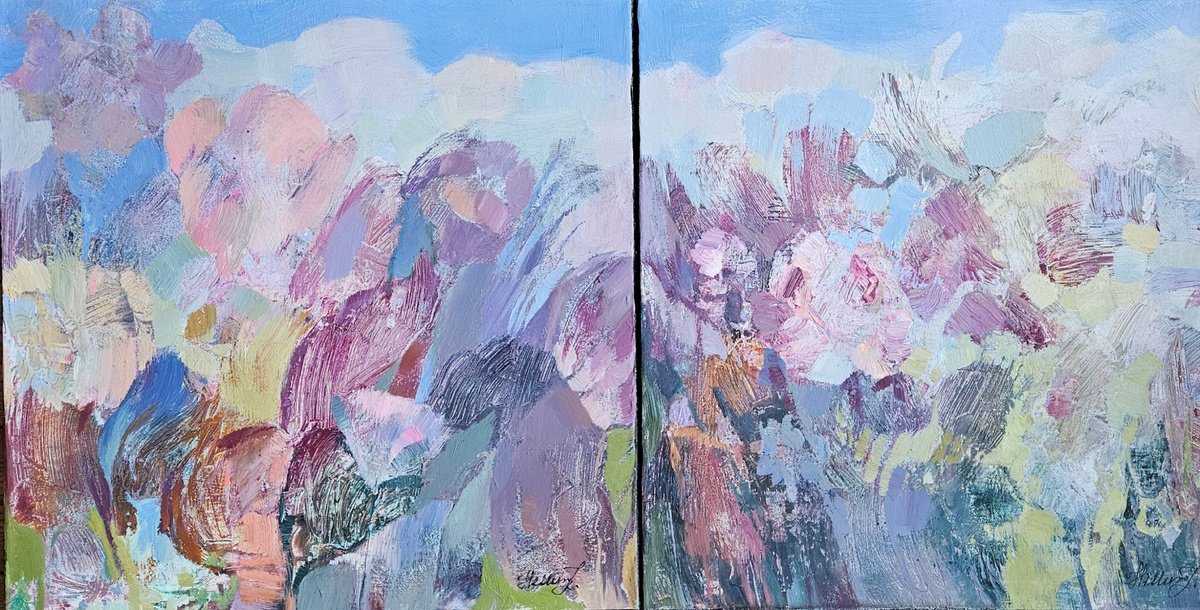 Boundless Spring .Diptych By Tatiana Hellum, 20 X 20, Artwork For Sale On Artfinder