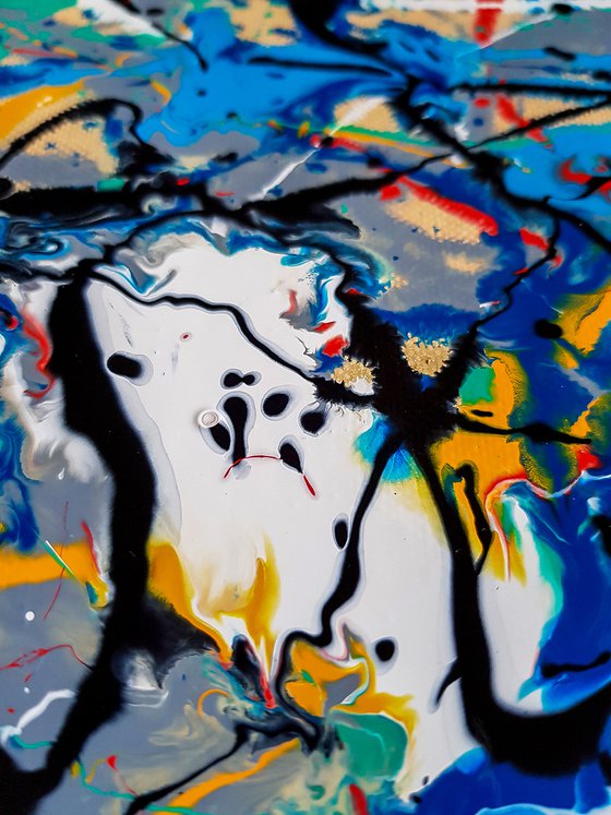 - Karbo N-8 - (W)120x(H)96 cm. Style of JACKSON POLLOCK. Abstract Expressionism Painting