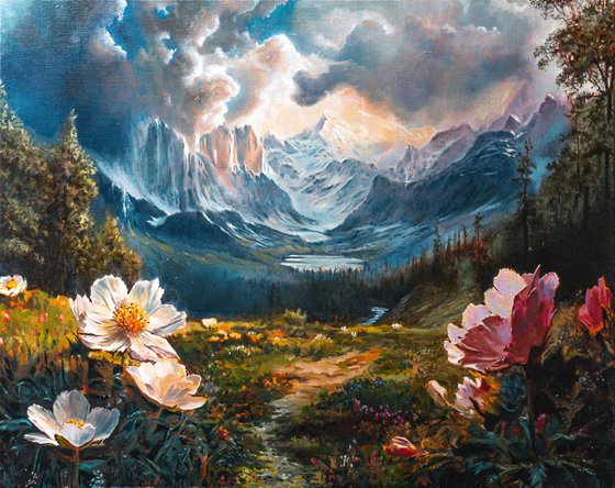 Landscape with flowers