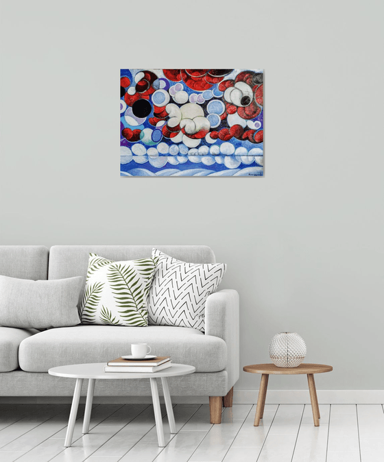Winter evening-2 (60x80cm, cubism, oil painting, ready to hang)