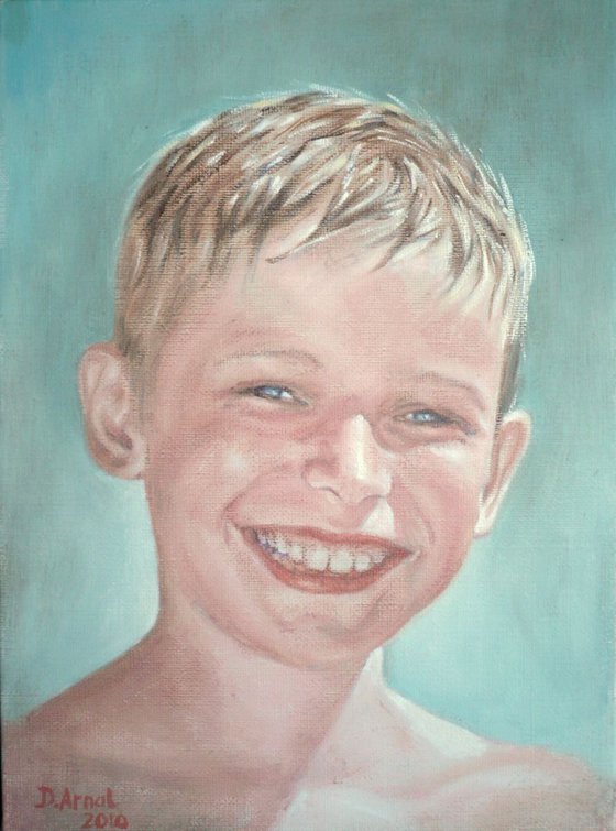 classic portrait in oil of a child