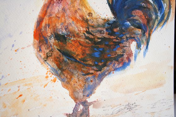 Rooster IV - Pet portrait /  ORIGINAL PAINTING