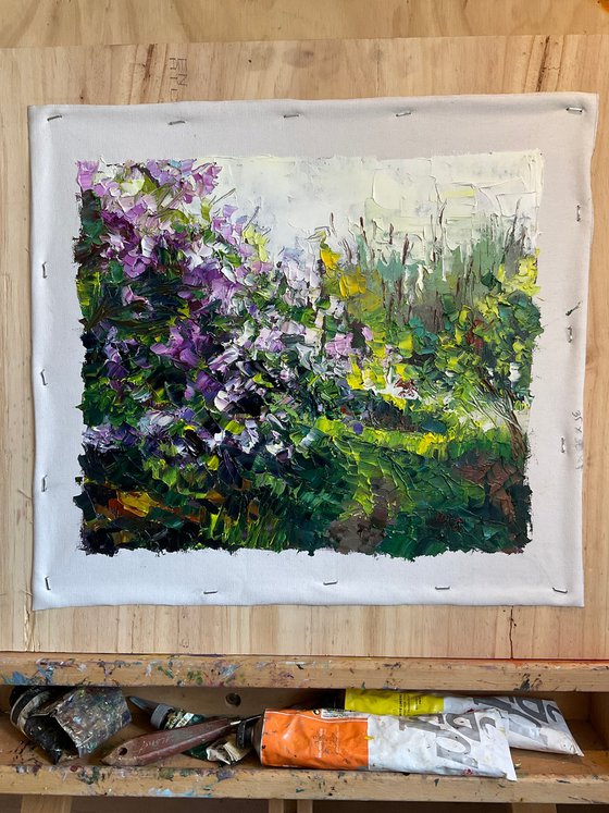 Lilac on green background