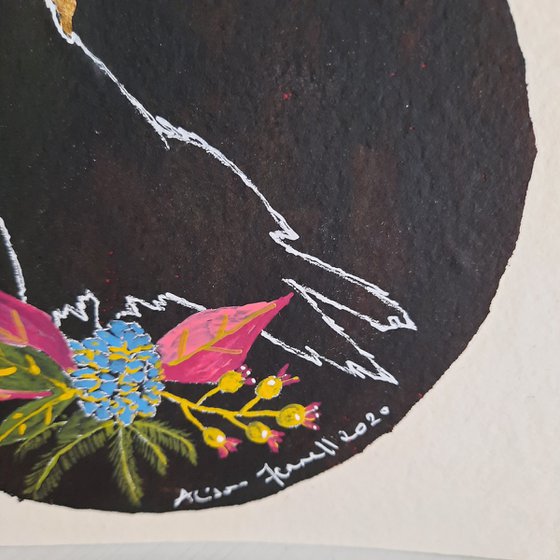 Raven Key - Folksy Raven and Moon Watercolour - UK artist