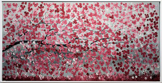 Falling Reds - Abstract - Acrylic Painting - Framed Painting - Wall Art - Flower Painting - Ready to Hang