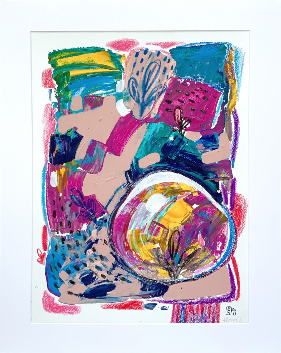 Abstract Acrylic Painting By Elena Tomilova, 14 X 19, Abstract-3, Original Artwork