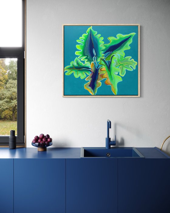 Blue and Green Alocasia Study