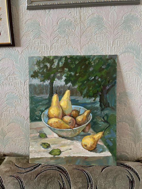 Summer pears in a garden