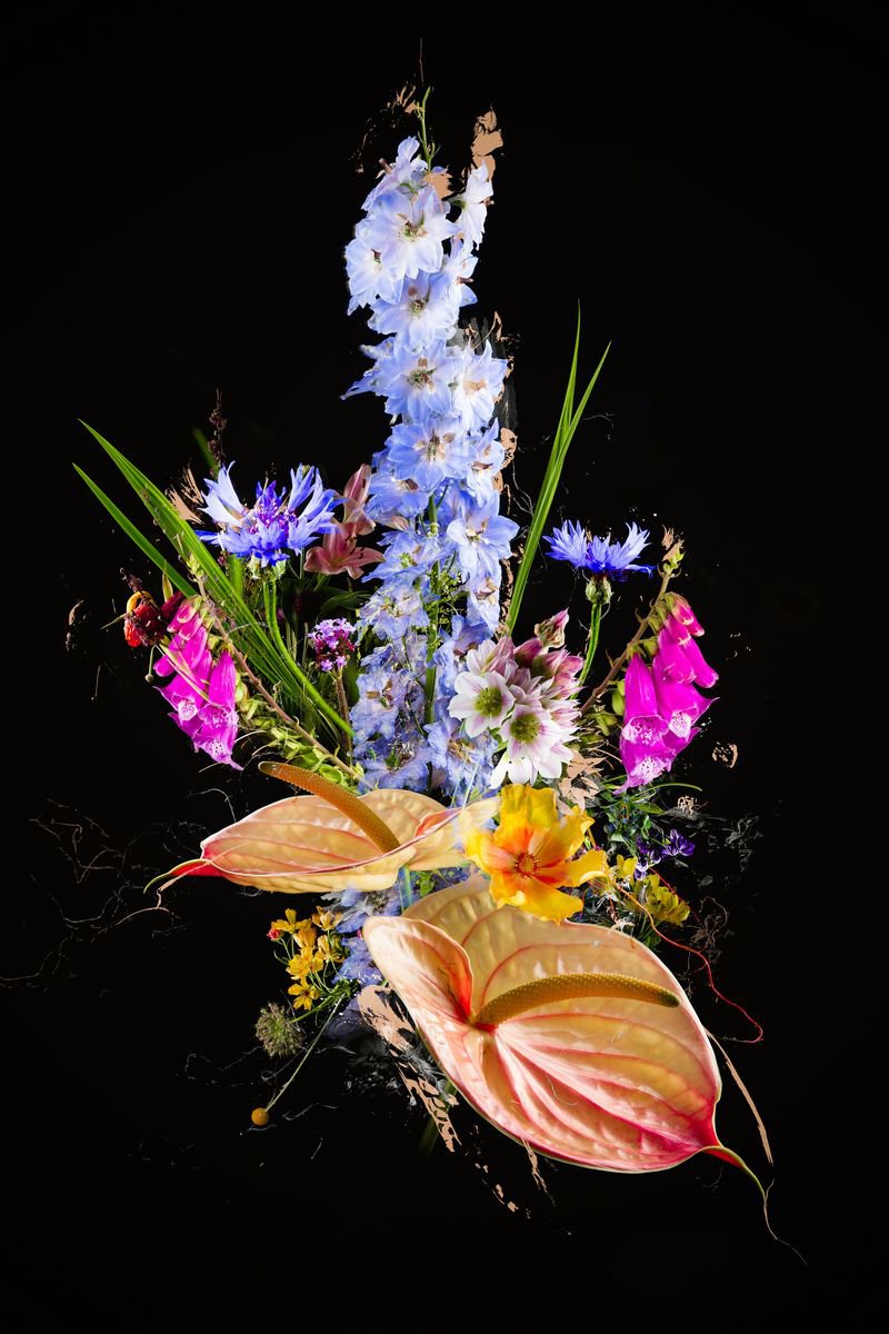 Botanical Painting By Teis Albers, 31 X 47", Bouquet Xiv, Original Artwork