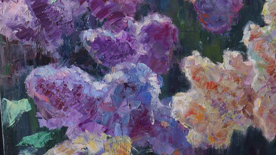 Sunny Lilac Branches - Lilac painting
