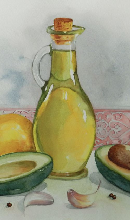 Olive oil and avocado by Yafit Moshensky