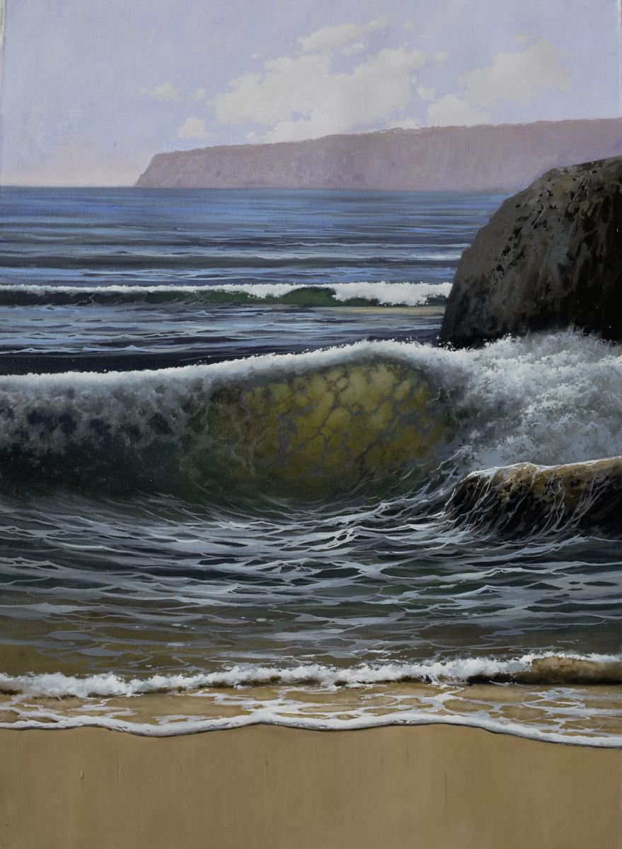 Photorealistic Landscape Oil Painting By Isabel Robledo, 24 X 32, Towards The Sea, Original Artwork