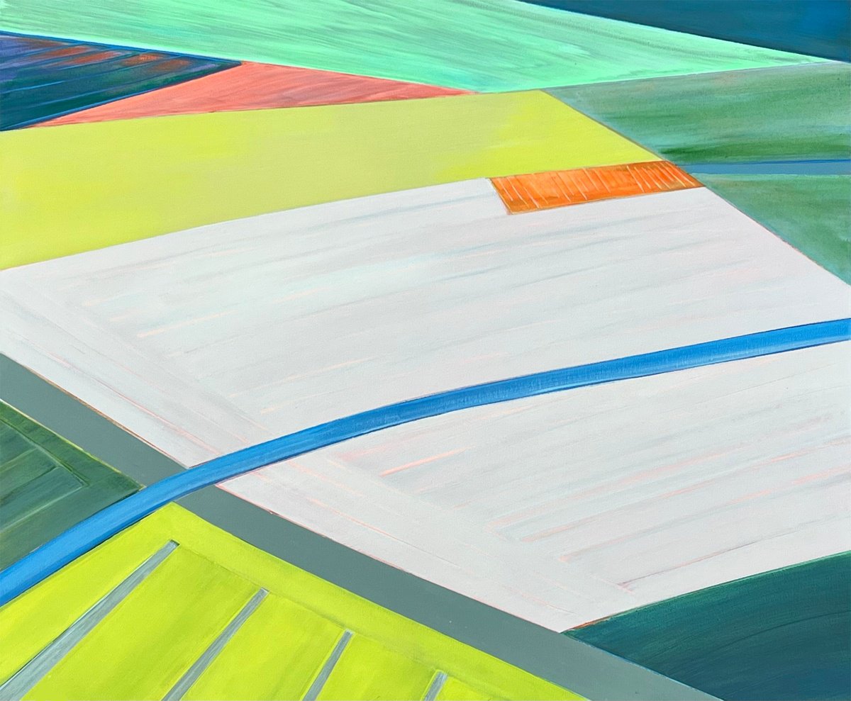 Organic Landscape Acrylic Painting By Katrin Roth, 47 X 39", Point Of View 3, Original Artwork