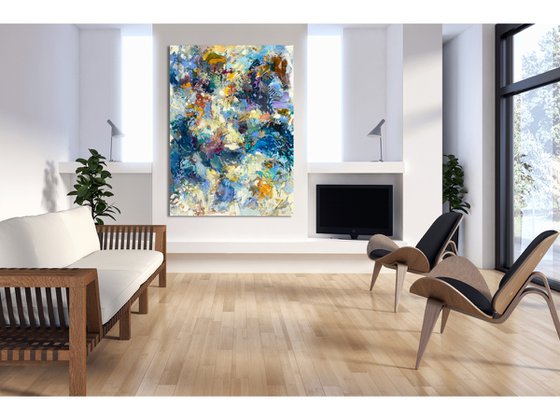 DEEP Abstract Large gestural work.FREE shipping to EU!