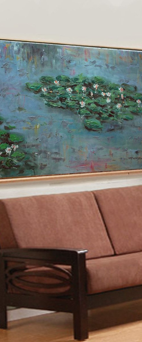 Monet garden 3, 48x24 inches by Vishalandra Dakur