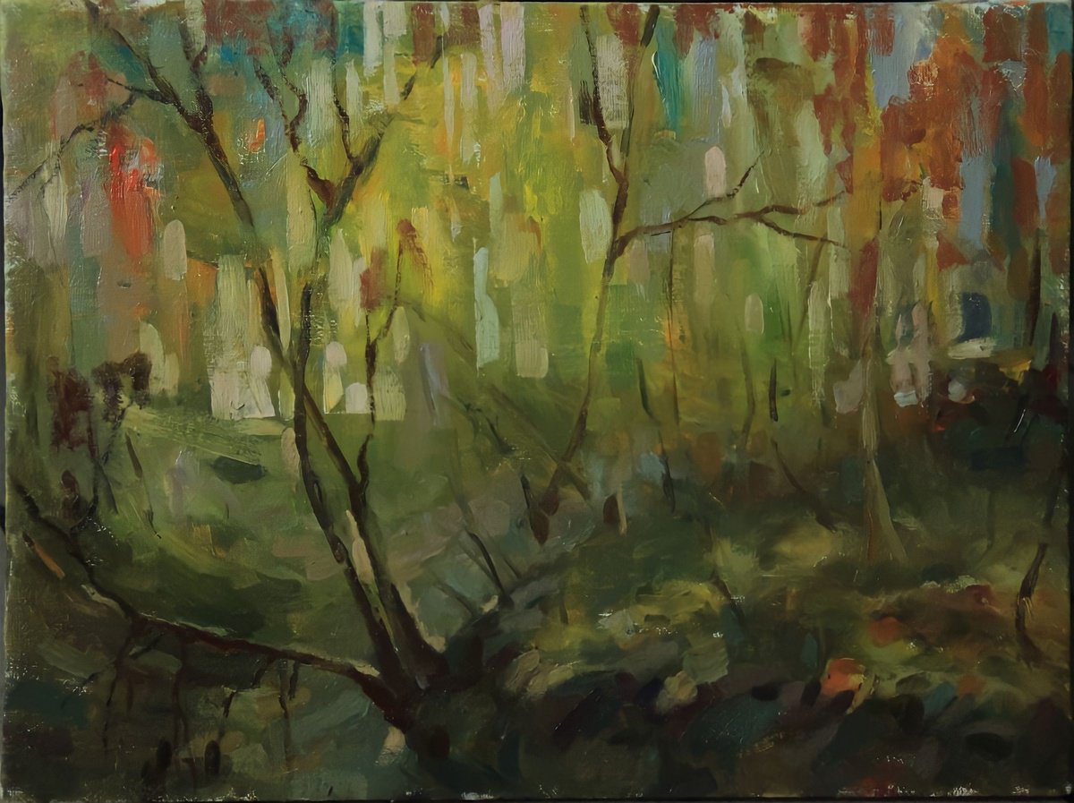 Impressionistic Landscape Oil Painting By Bohdan Dobrivskyi, 16 X 12, Autumn Music, Original Artwork