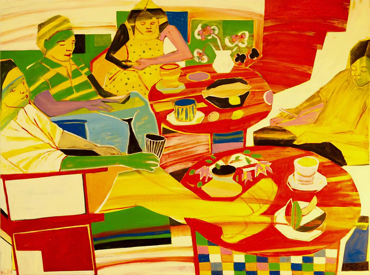 Expressive Portrait Oil Painting By Anahita Amouzegar, 39 X 30, Circles Of Comfort, Original Artwork