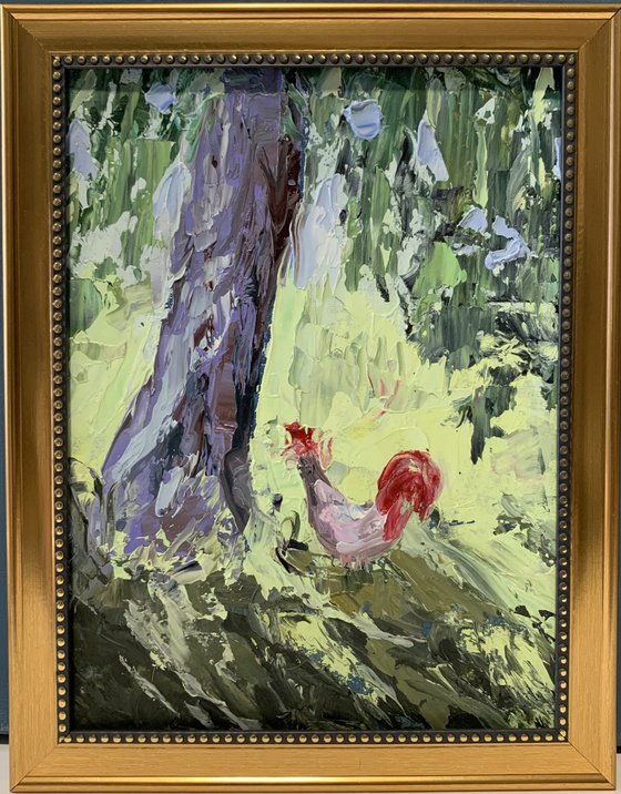 Trees and chicken.