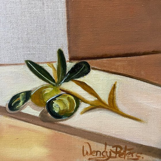 Blue Glass and Olive Branch