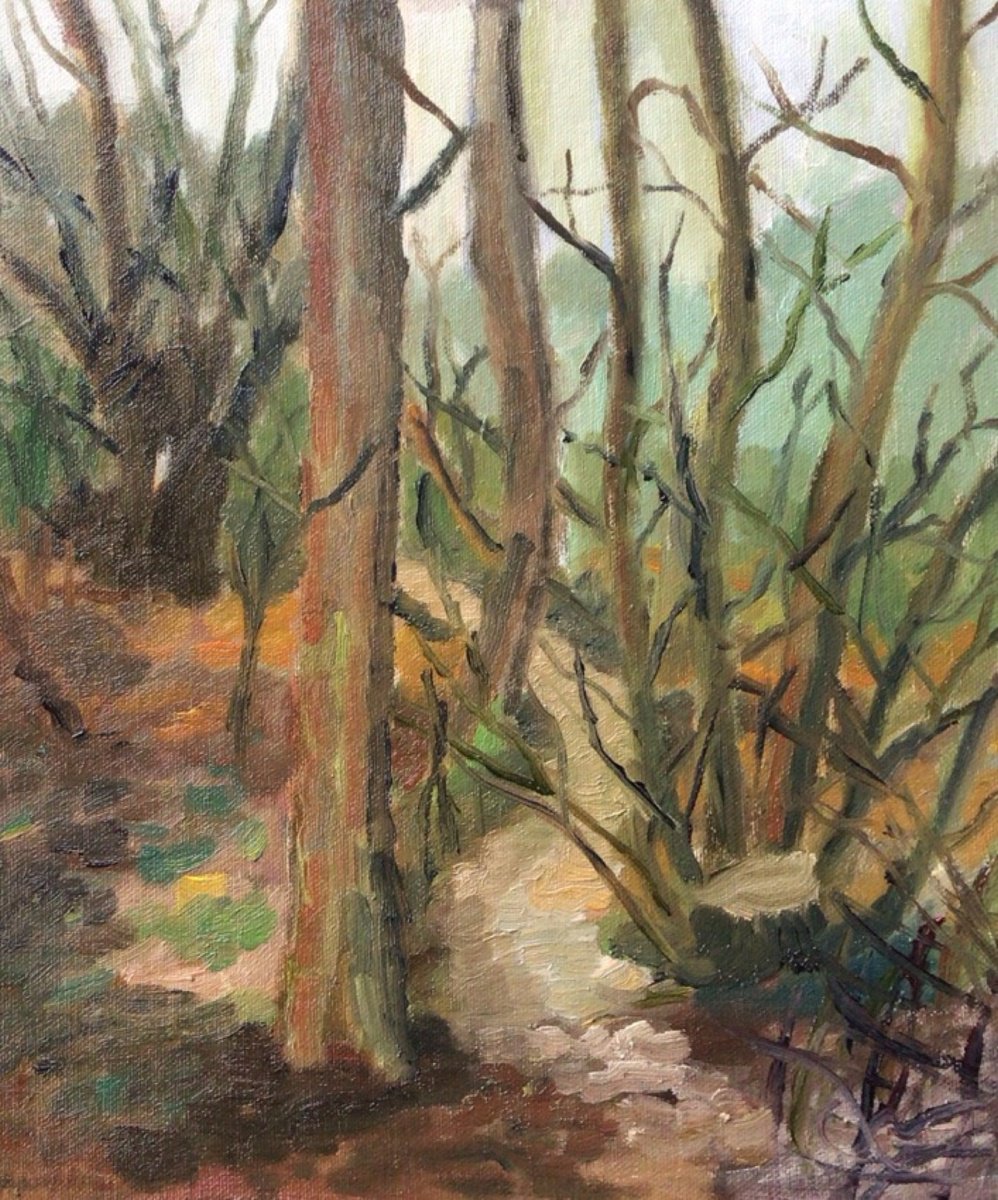 Impressionistic Landscape Oil Painting By Julian Lovegrove Art, 10 X 12", In The Forest, Original Artwork