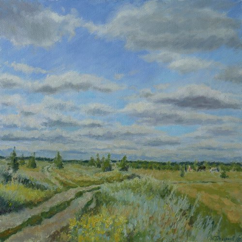 The High Sky - sunny sky landscape painting by Nikolay Dmitriev
