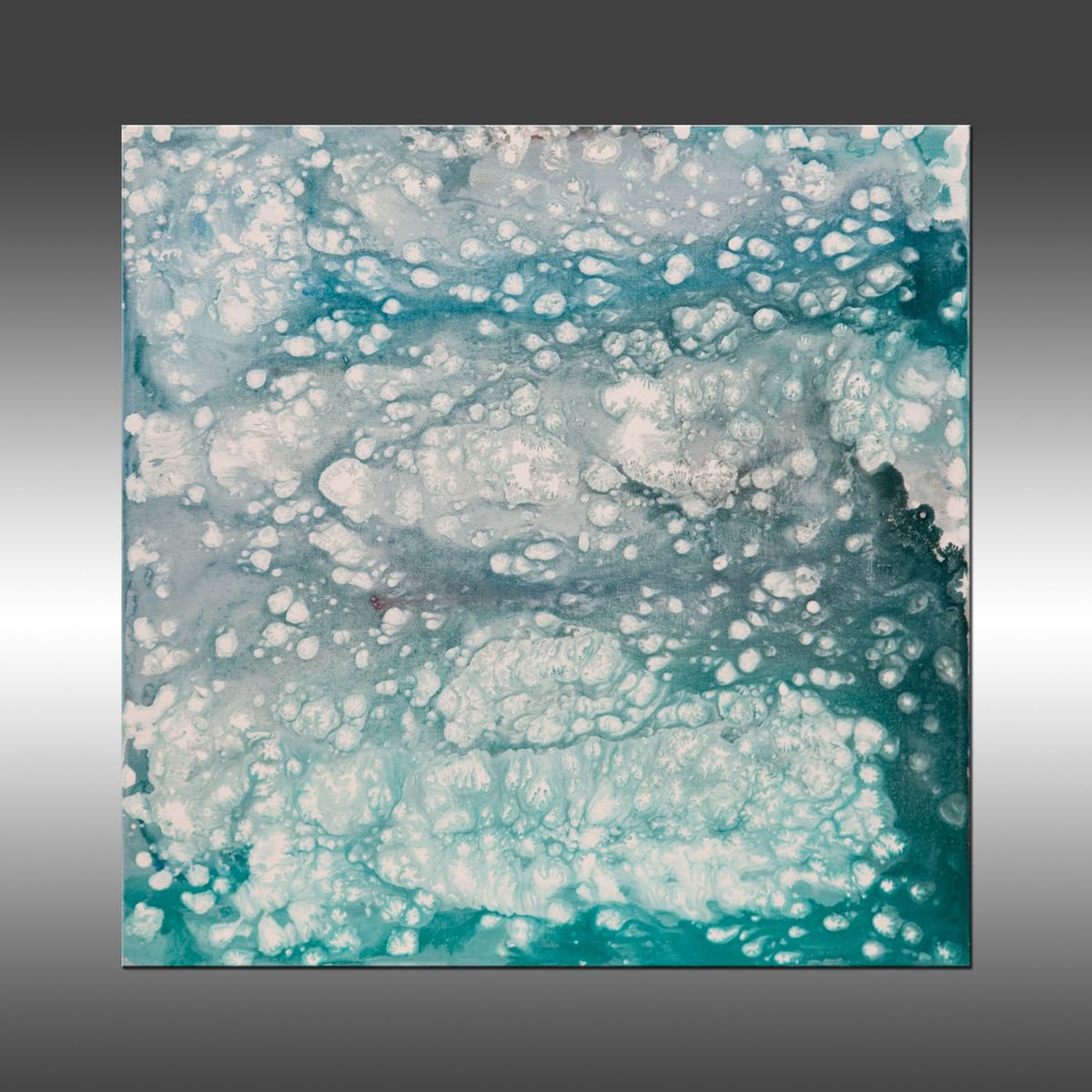 Abstract Acrylic Painting By Hilary Winfield, 20 X 20, Aquamarine, Original Artwork