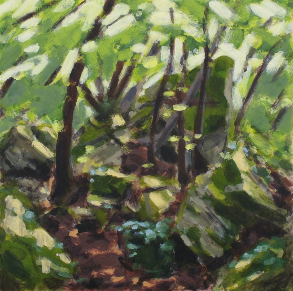 Impressionistic Landscape Acrylic Painting By Hugo Lines, 12 X 12, Borgo Pignano - Tuscany No2, Original Artwork