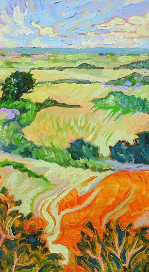 Landscape Across the Marshes - Norfolk by Mary Kemp