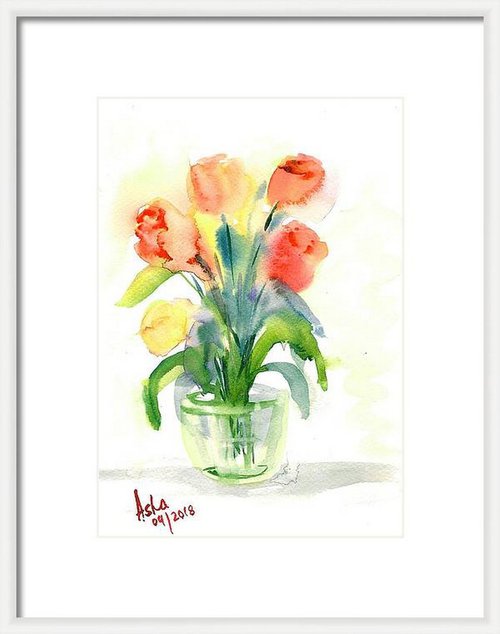 Tulip flowers in a vase by Asha Shenoy