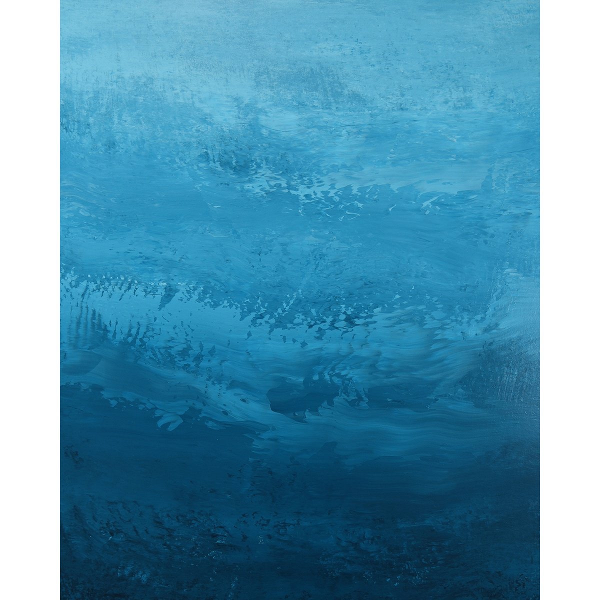 Expressive Abstract Acrylic Painting By Suzanne Vaughan, 24 X 30", Serenity Blue - Color Field, Original Artwork