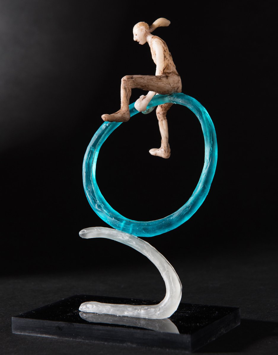 Expressive Portrait Sculpture By Holly Bennett, 5 X 8, Bouncing O Ii, Original Artwork