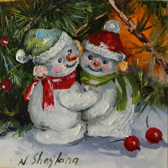 Snowman, Christmas Painting