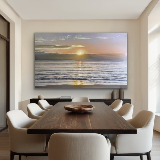 Golden Sunrise Over Calm Ocean