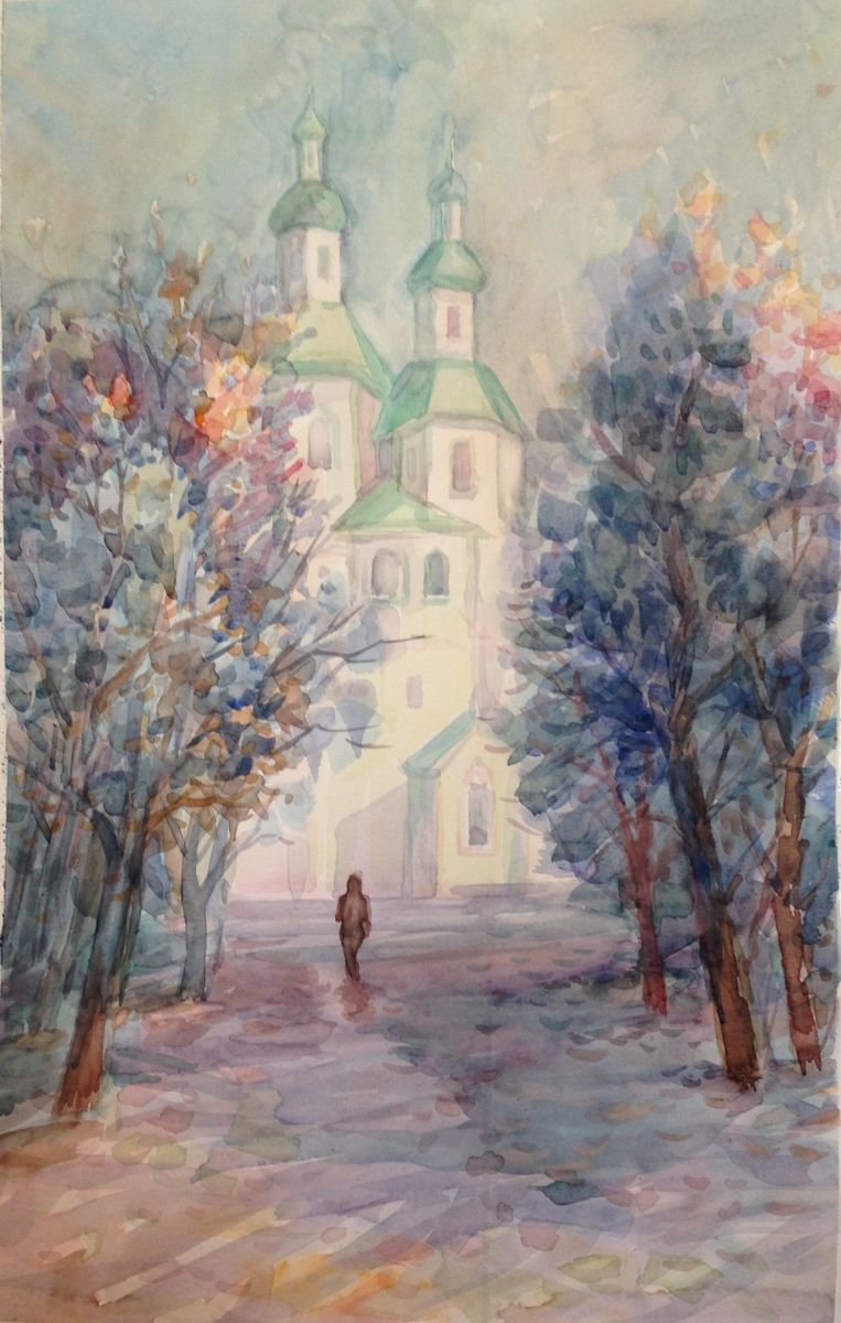 Ukrainian Church in Autumn by Roman Sergienko