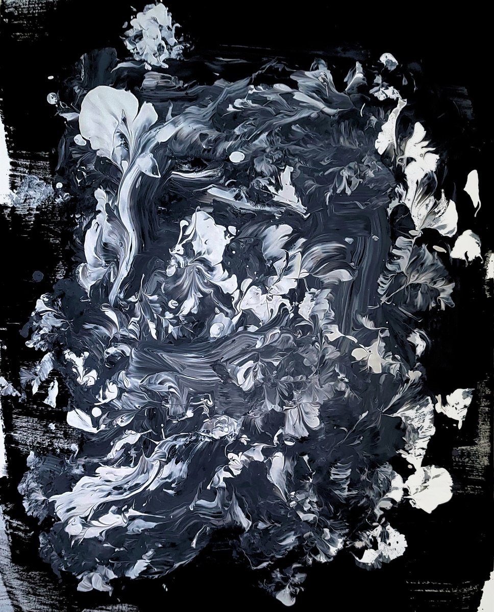 Expressive Abstract Acrylic Painting By Newel Hunter, 24 X 30", Floral Arrangement, Original Artwork