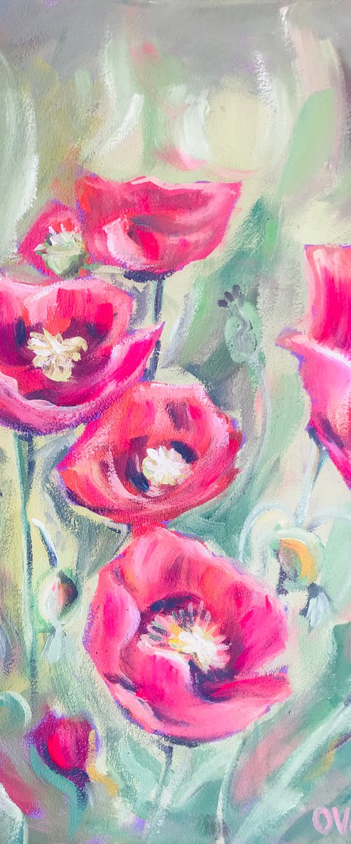 Pink Poppies by Olga Volna