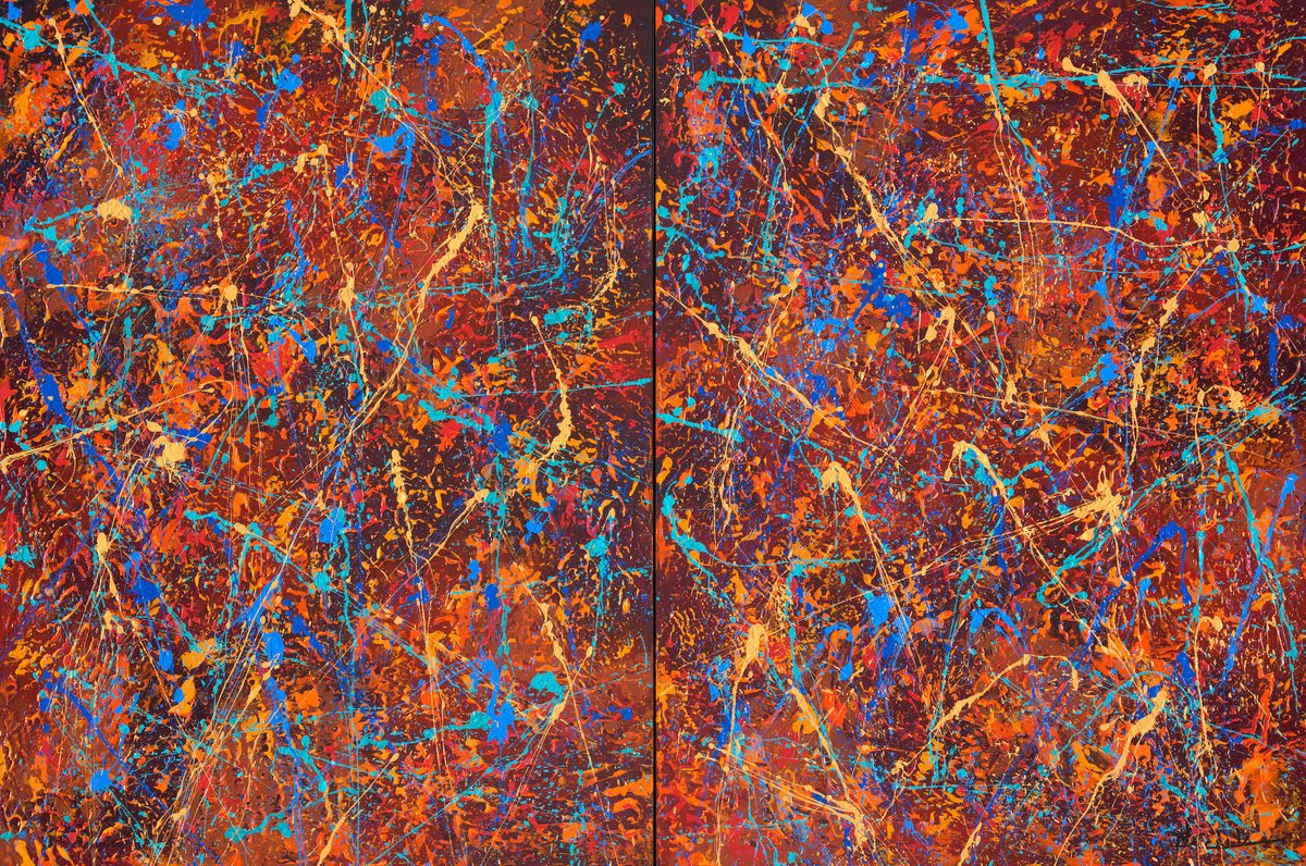 Color Chaos Diptych by Nancy Eckels