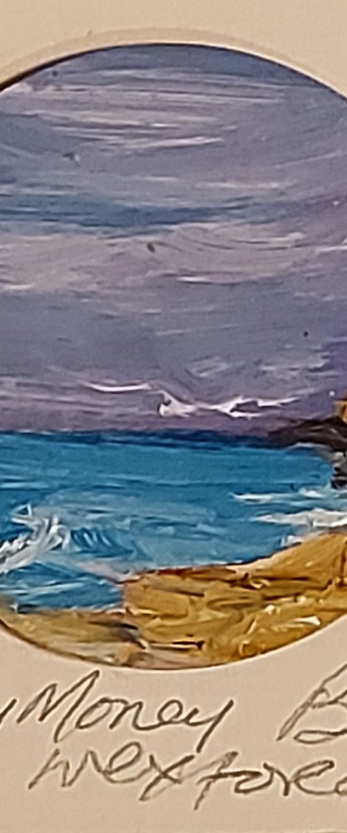 Twilight Ballymoney Beach - a mini painting by Niki Purcell