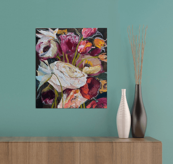 Floral romantic dream original painting on canvas