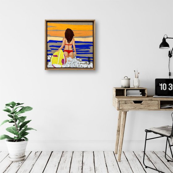 Lady in Red - Surf 33.5cm x 33.5cm