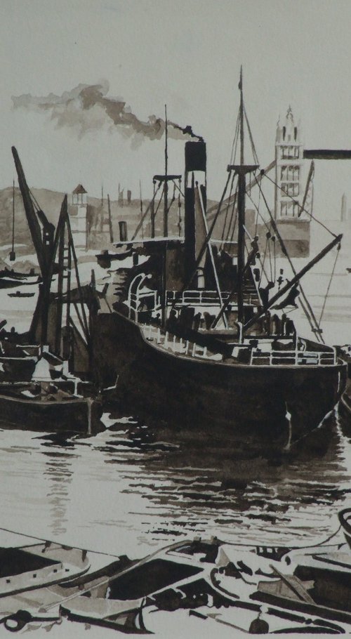 Upper Pool on The Thames circa 1900 by Philip Baker